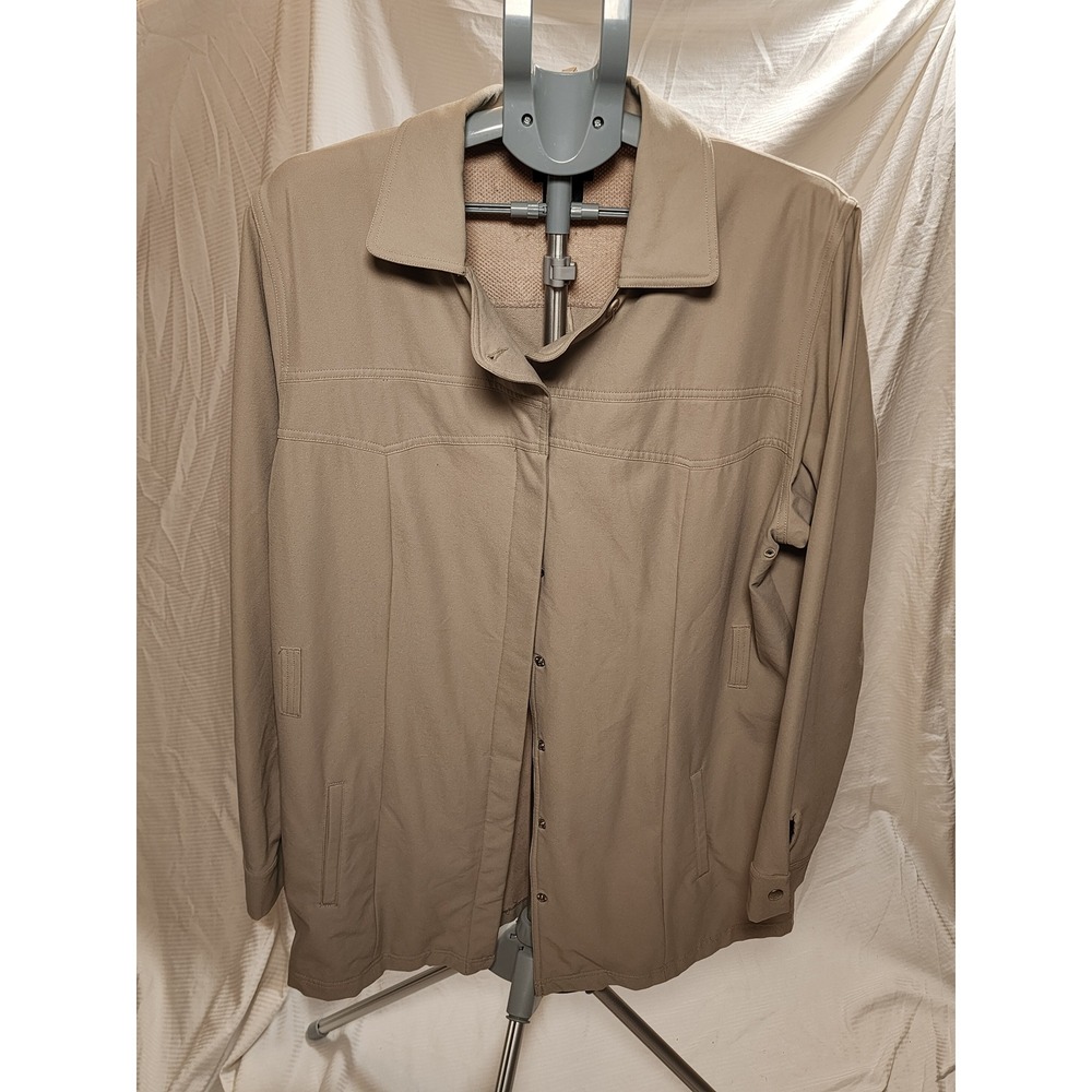 Athleta Khaki Tan Hooded Trench Coat Jacket Women's Size XL Mesh Vent Back